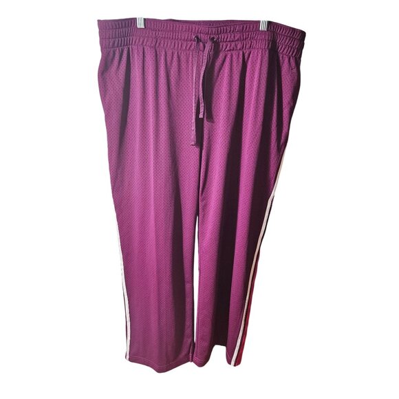 Danskin Now XXL Womens Athletic Pants Purple W/ Pink White Side Stripes 100% Pol - Picture 4 of 6